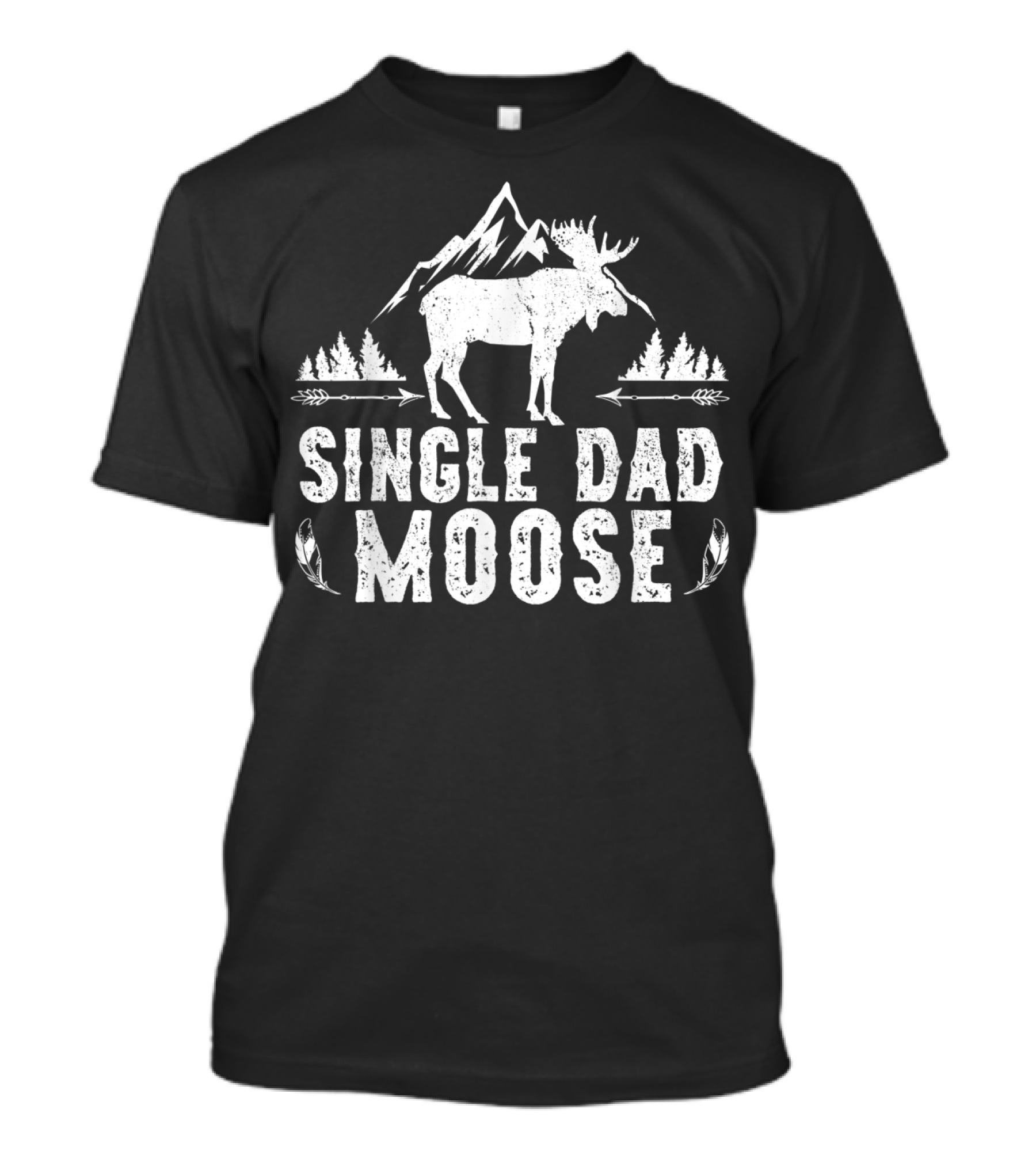 Single Dad Moose With Mountains And Arrows Camping T-Shirt