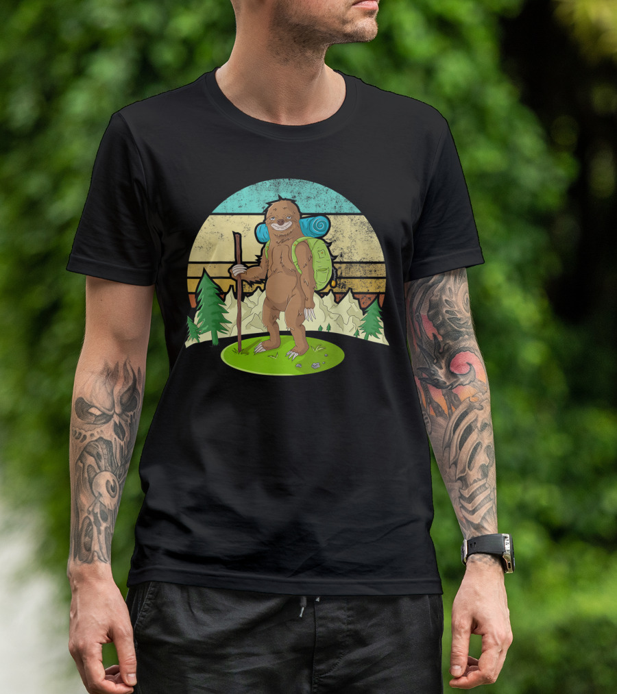 Sloth Camping Hiking Team Outdoors Adventure T-Shirt