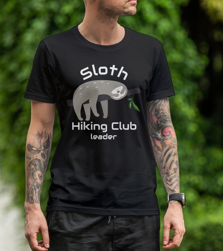 Sloth Hiking Club Leader Eating Leaf T-Shirt