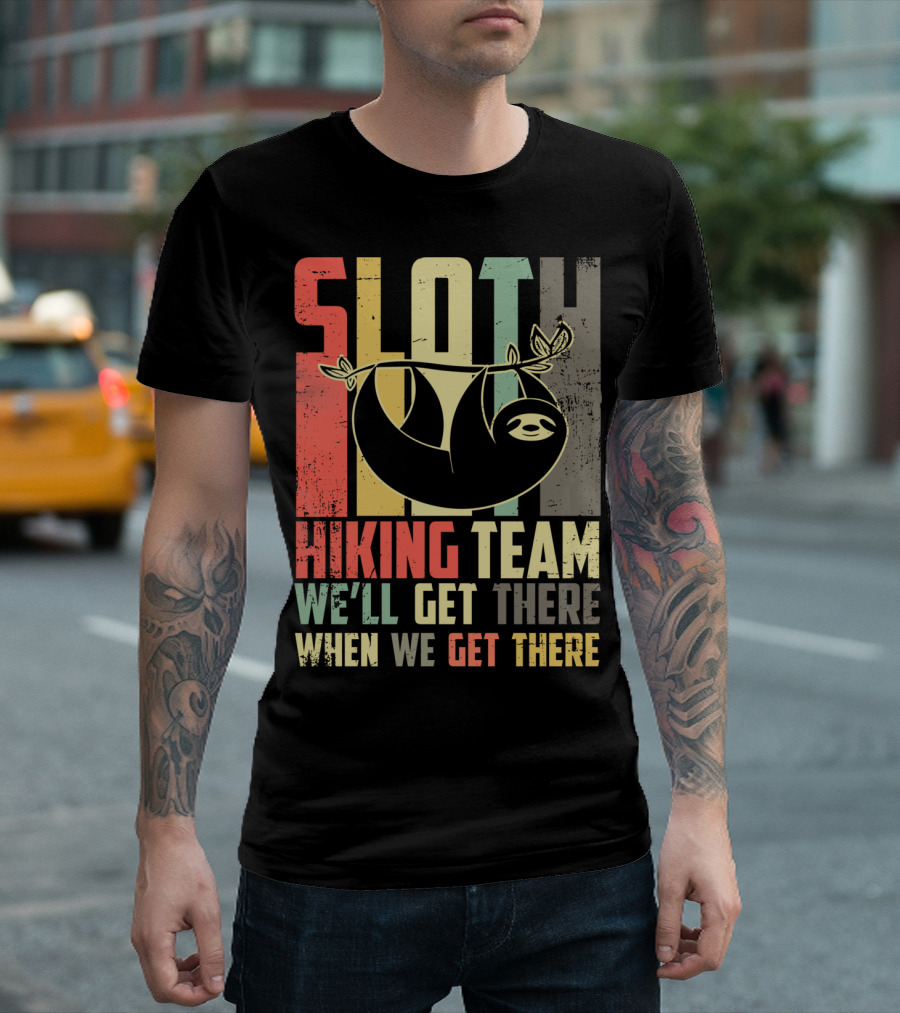 Sloth Hiking Team We'll Get There When We Get There Vintage 80s T-Shirt