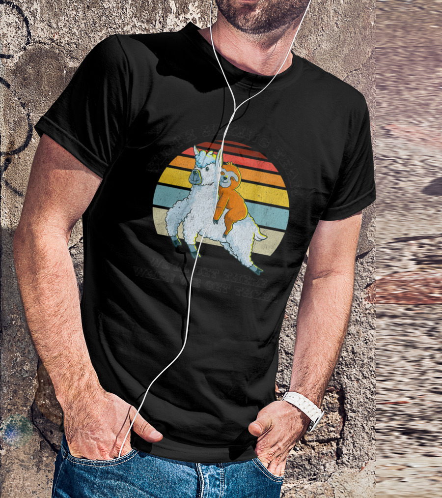 Sloth Hiking Team Vintage Llama We’ll Get There When We Get There T-Shirt