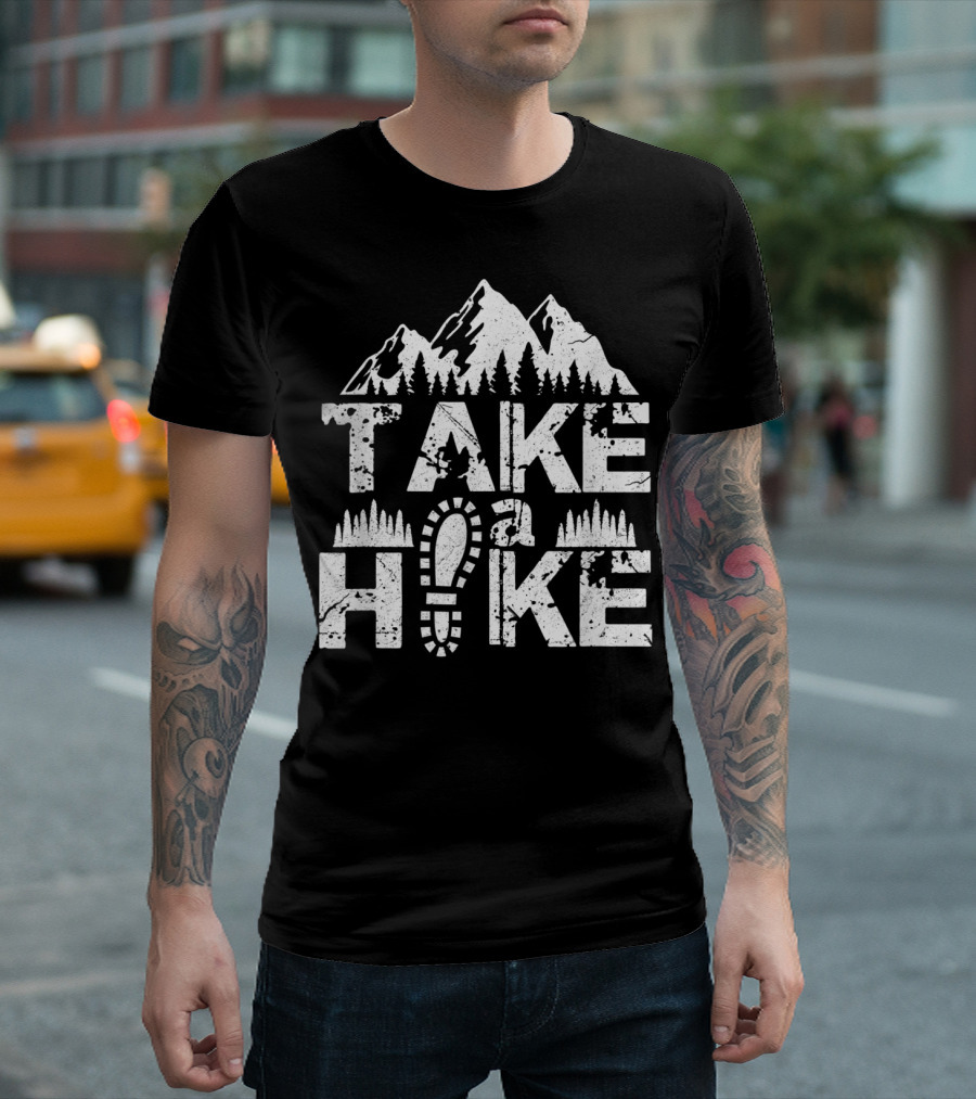 Take a Hike Boot Print Mountain Forest Adventure T-Shirt
