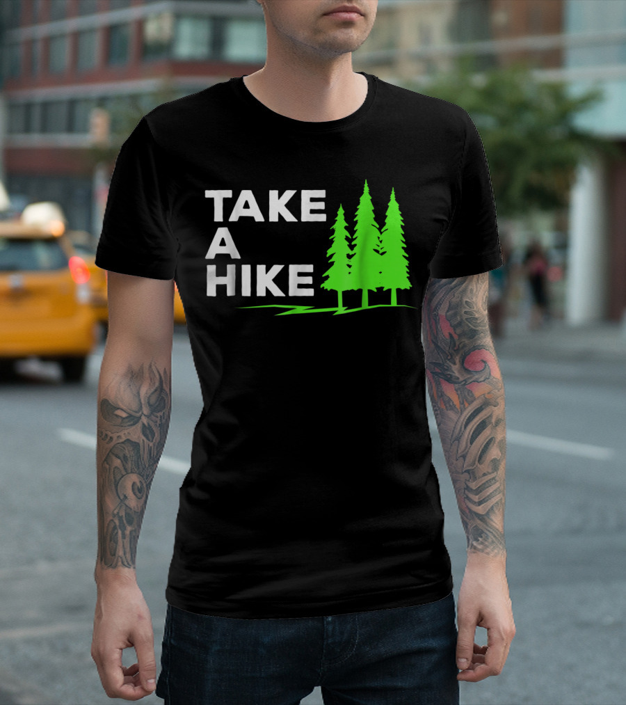 Take A Hike Go Outside Funny Hiking Evergreen Tree T-Shirt