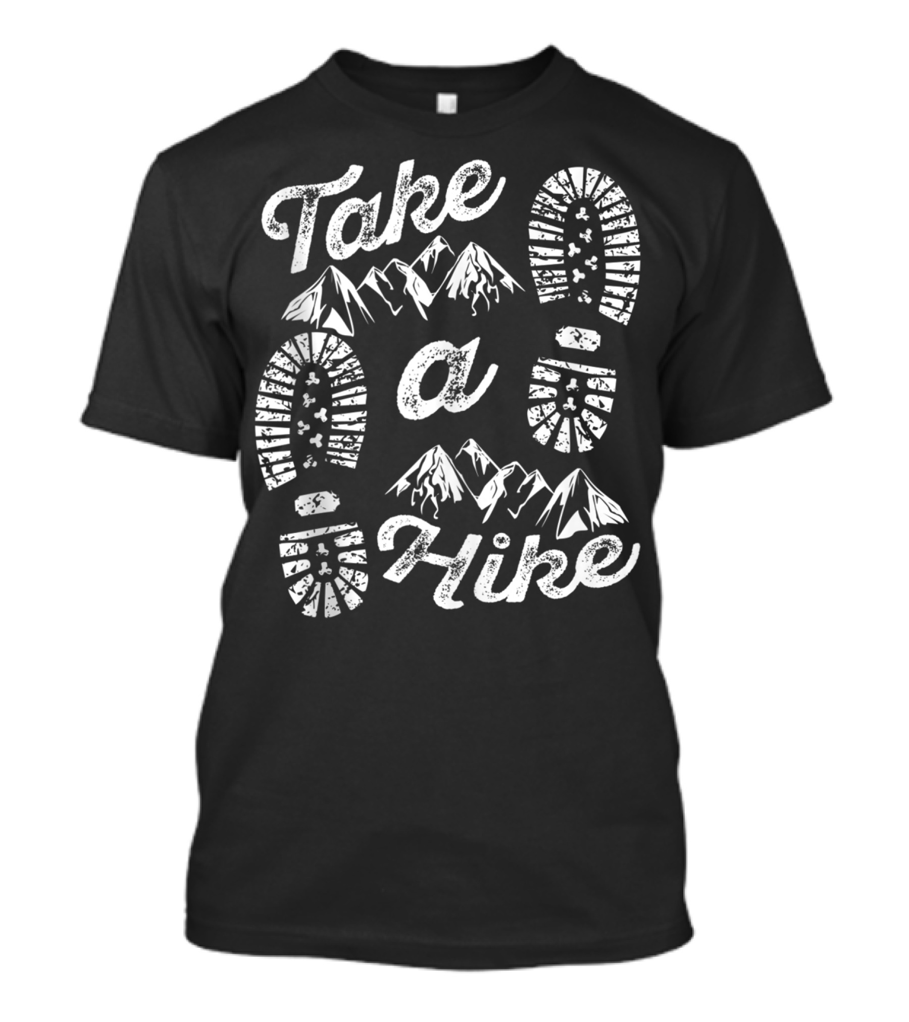 Take A Hike Outdoors Hiking Nature Mountains Boot Prints T-Shirt