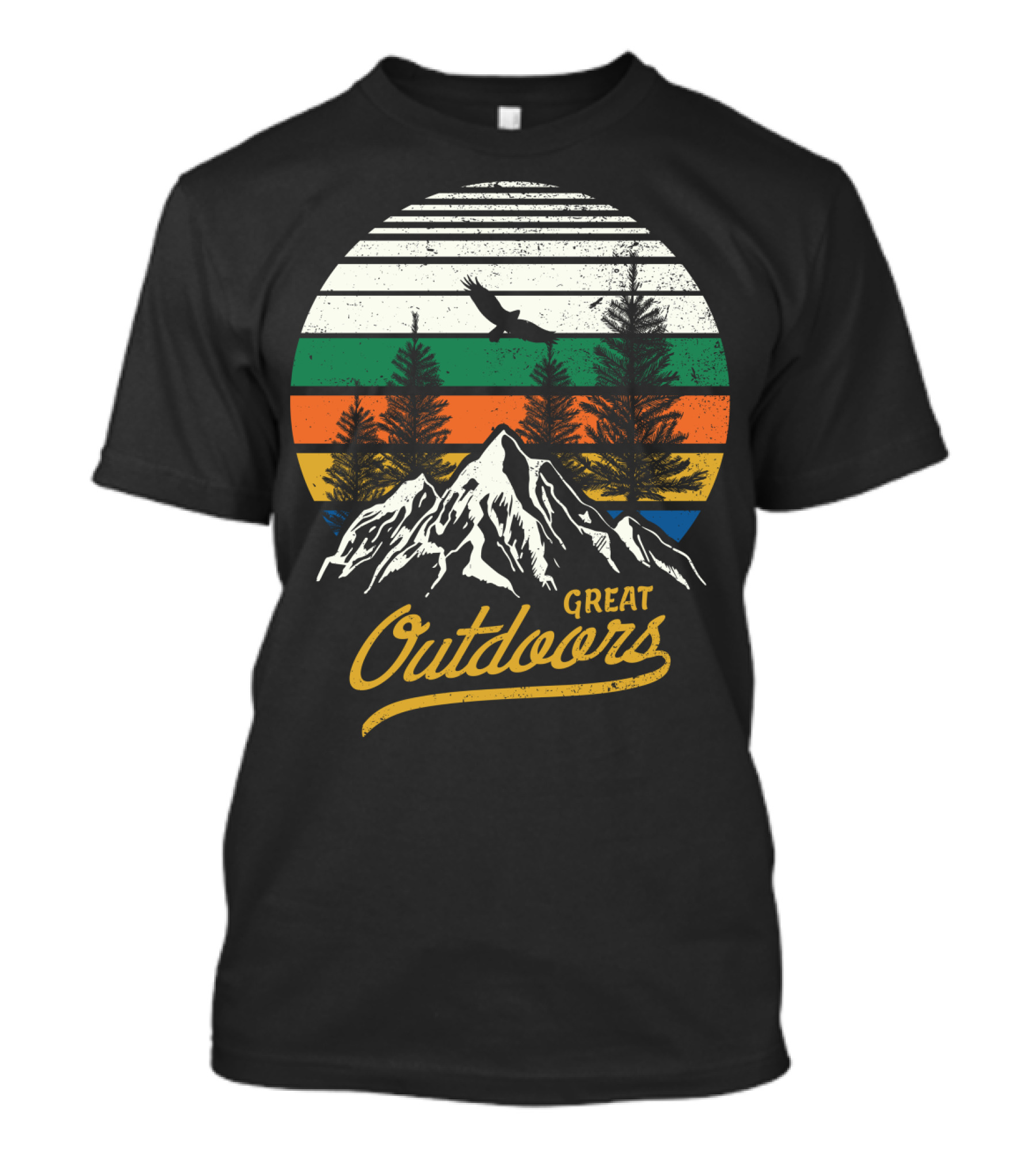Great Outdoors Mountain Adventure With Eagle And Trees T-Shirt