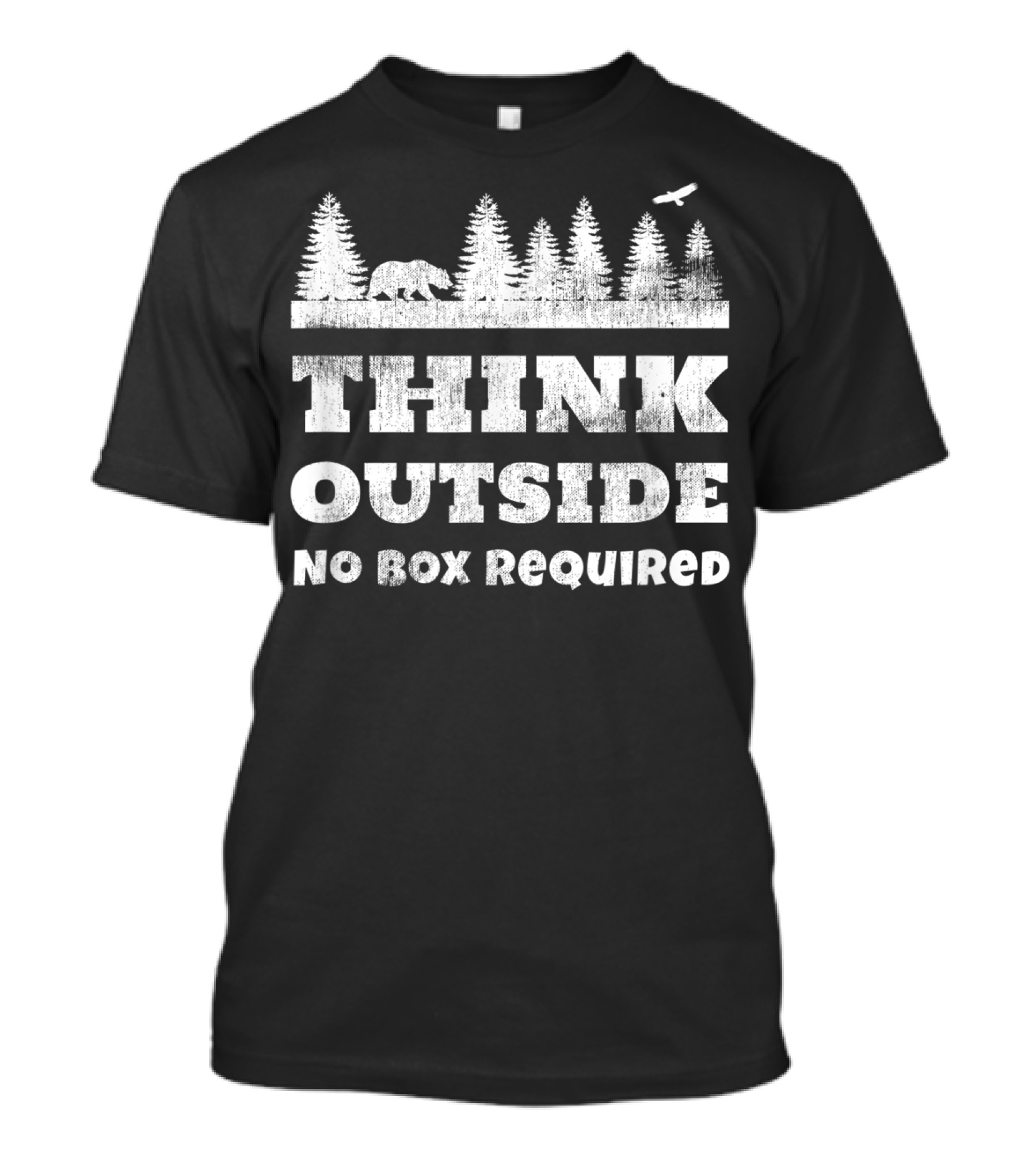 Think Outside No Box Required Bear And Forest Silhouette Camping T-Shirt