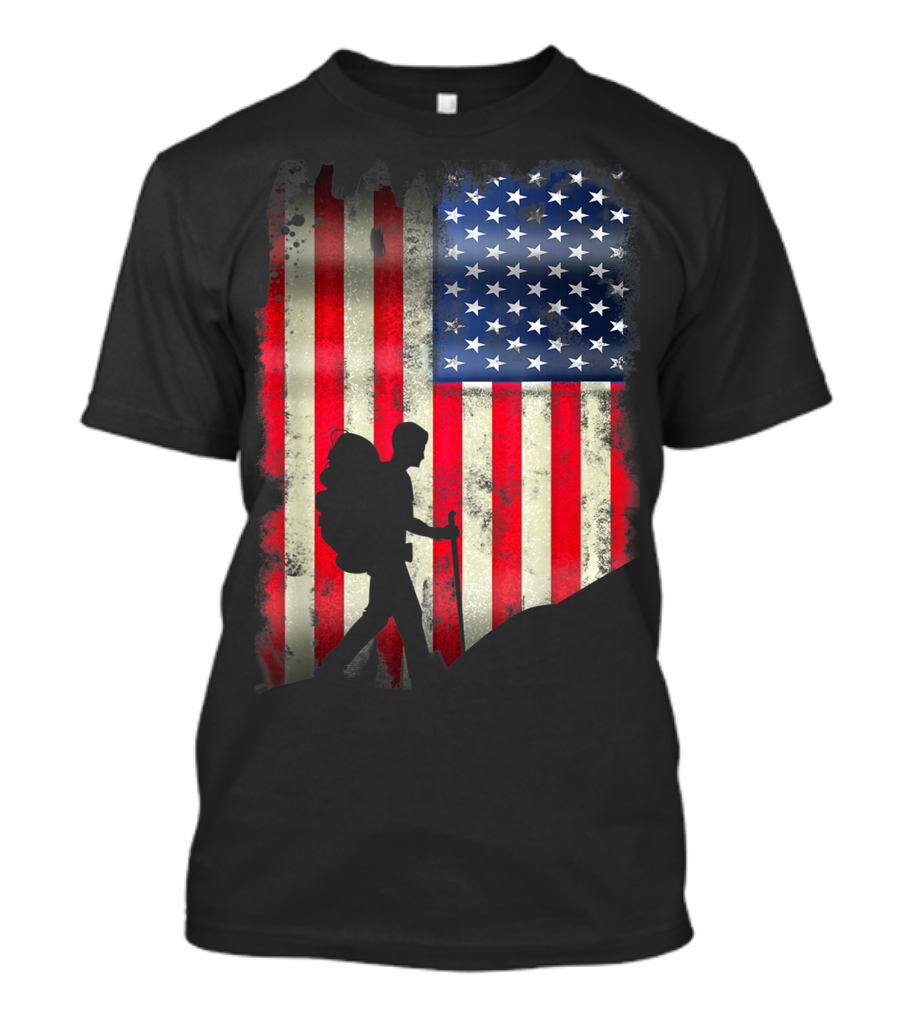 Usa American Flag 4th Of July Hiking Patriotic T-Shirt