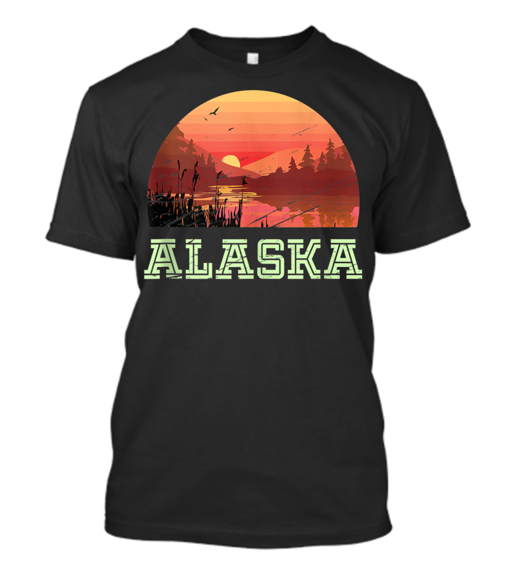 Alaska Vintage Outdoors Adventures Hiking Scenic Sunset T-Shirt
