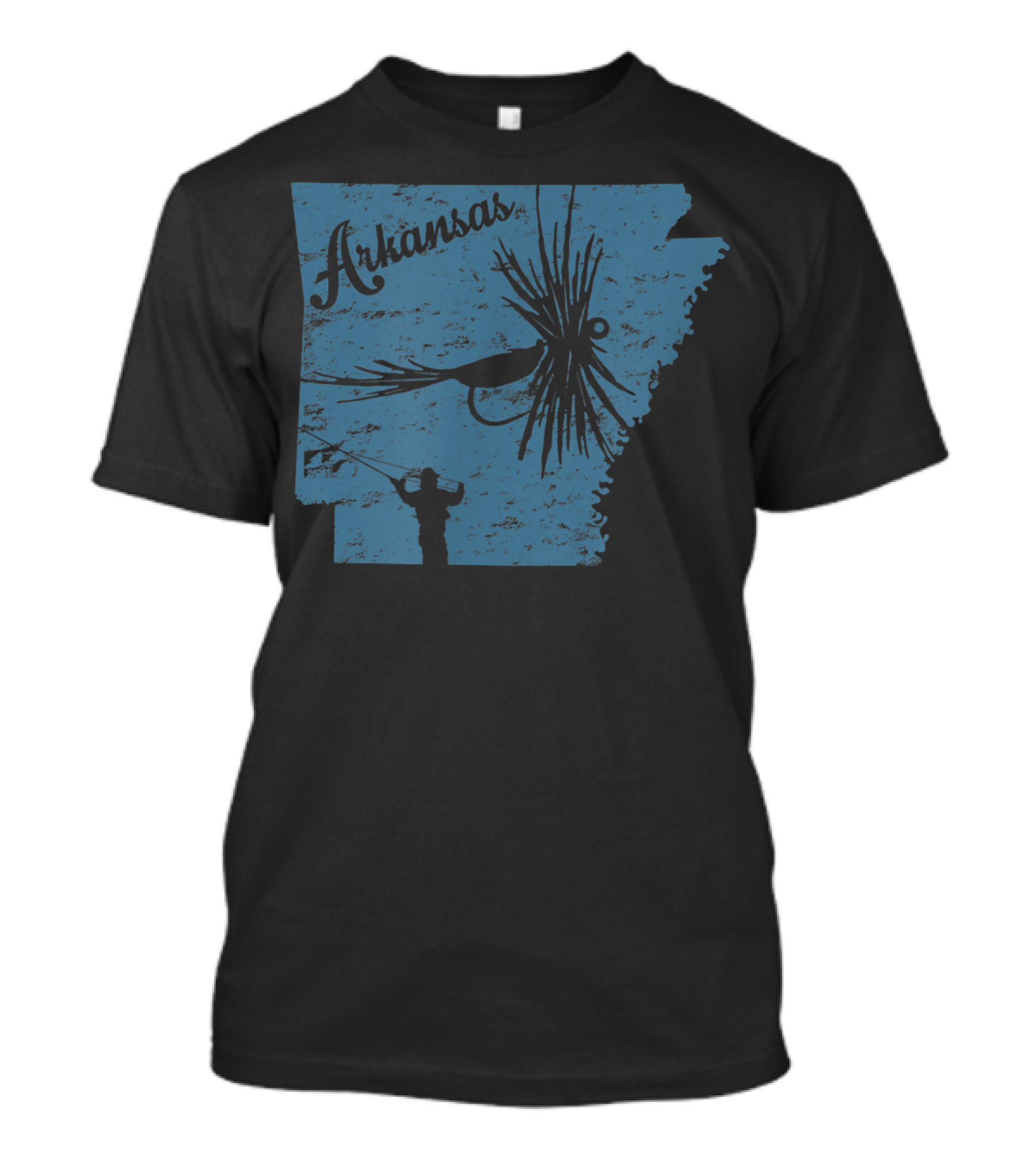 Arkansas Vintage Fly Fishing Map With Fish T-Shirt
