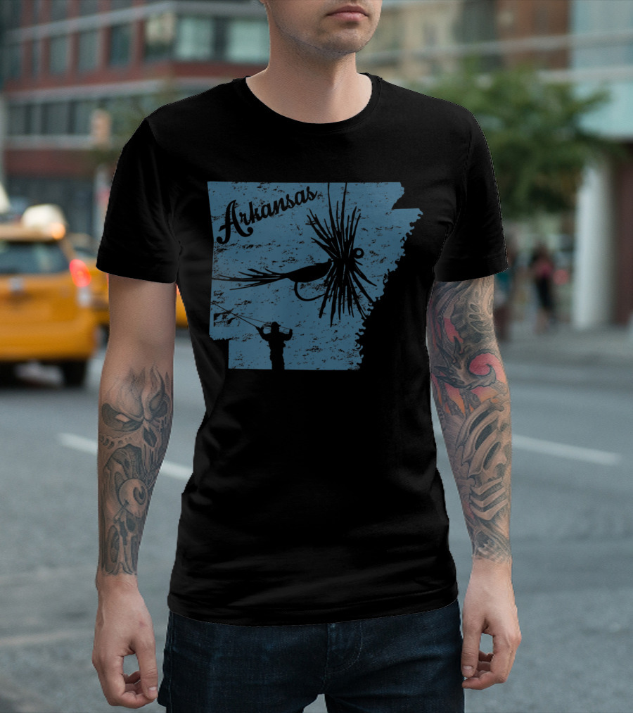 Arkansas Vintage Fly Fishing Map With Fish T-Shirt