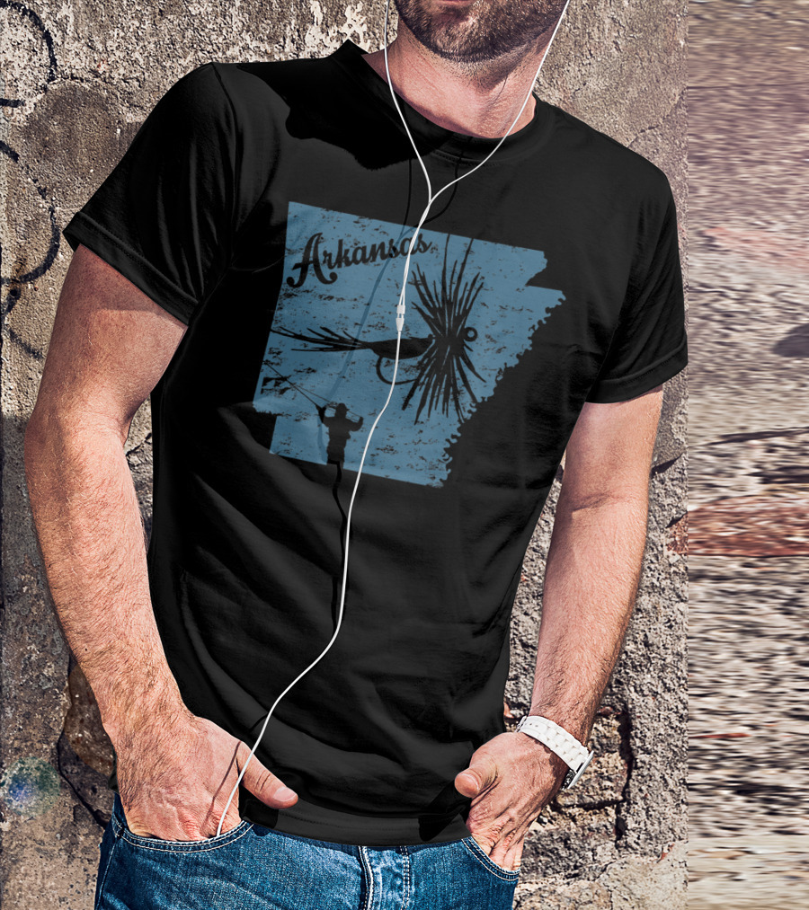 Arkansas Vintage Fly Fishing Map With Fish T-Shirt