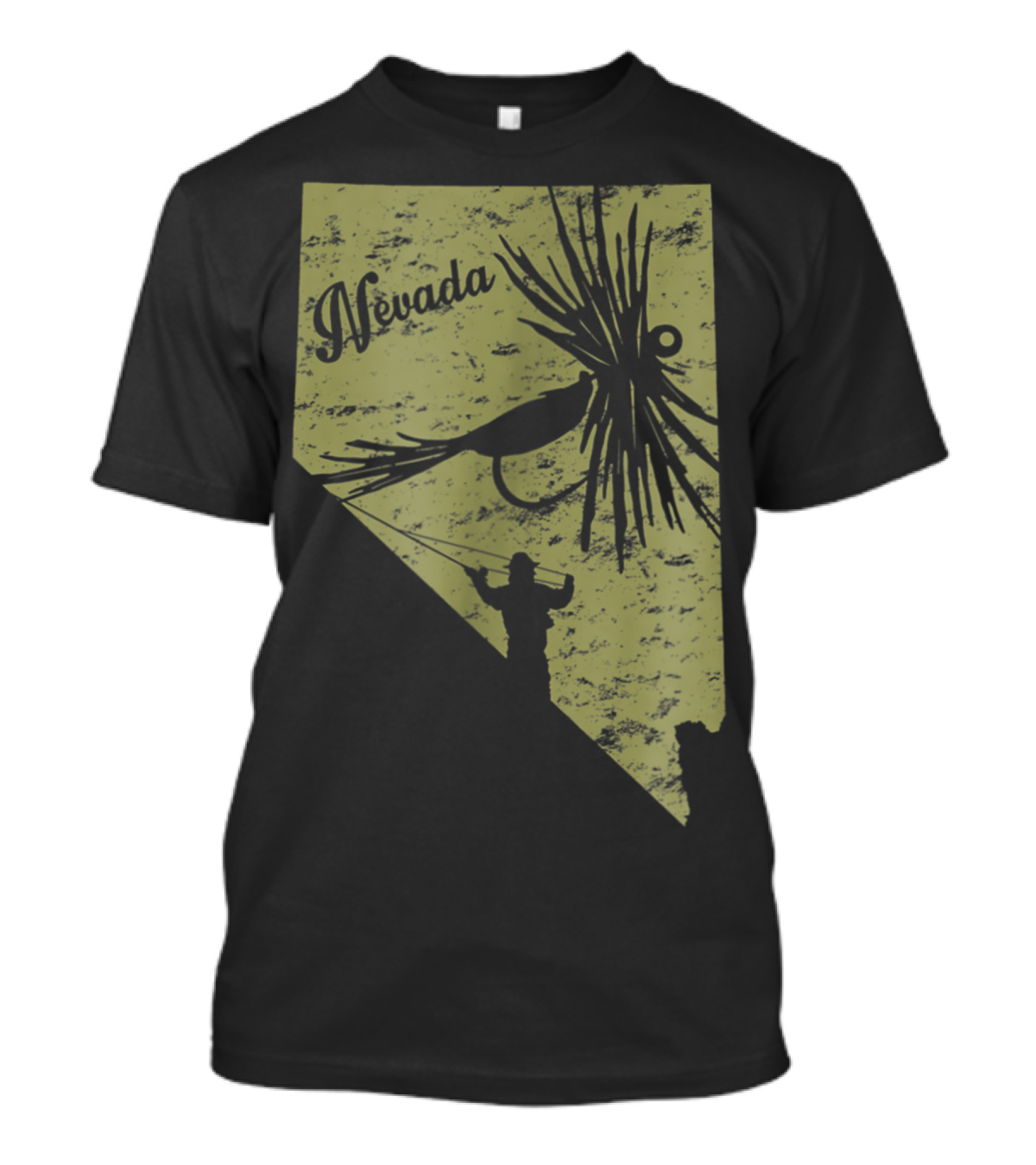 Nevada State Map Fly Fishing Vintage Fish T-Shirt