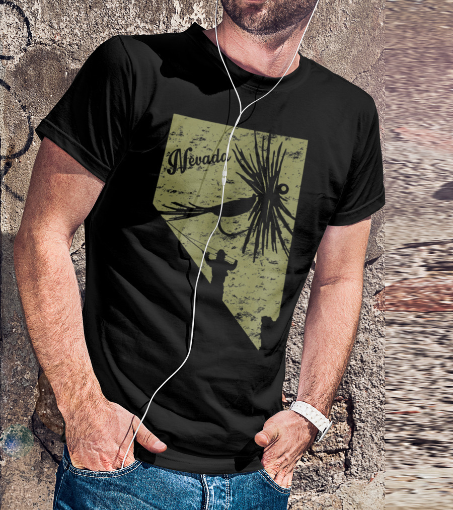 Nevada State Map Fly Fishing Vintage Fish T-Shirt