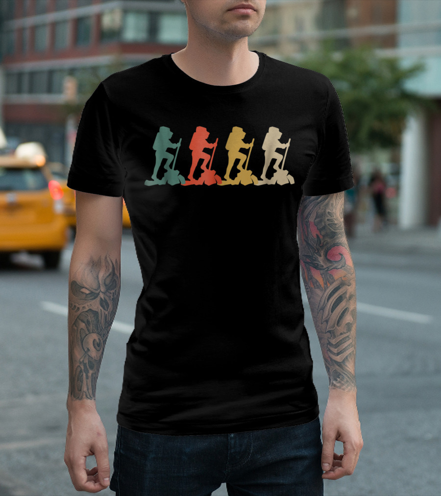 Vintage Hiking Colorful Silhouettes Men T-Shirt