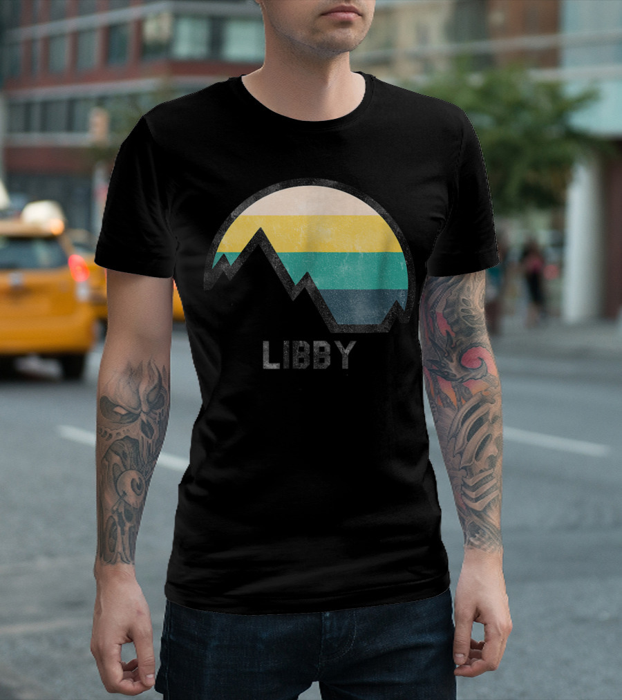 Libby Montana Vintage Hiking Mountain Stripes T-Shirt