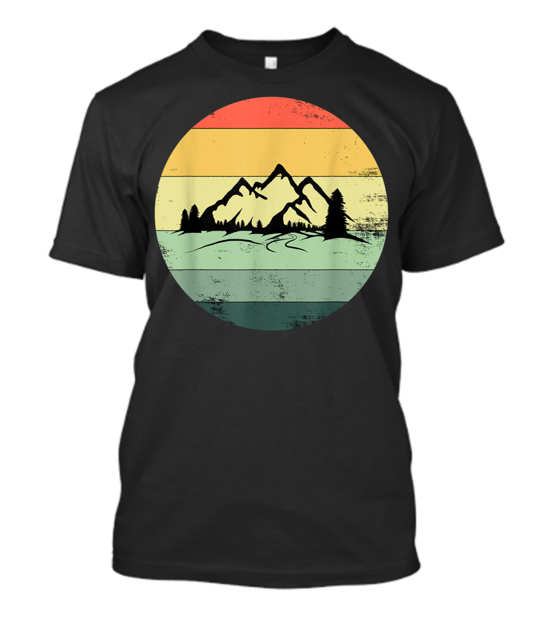 Vintage Walking And Hiking Retro Mountain Stripes T-Shirt
