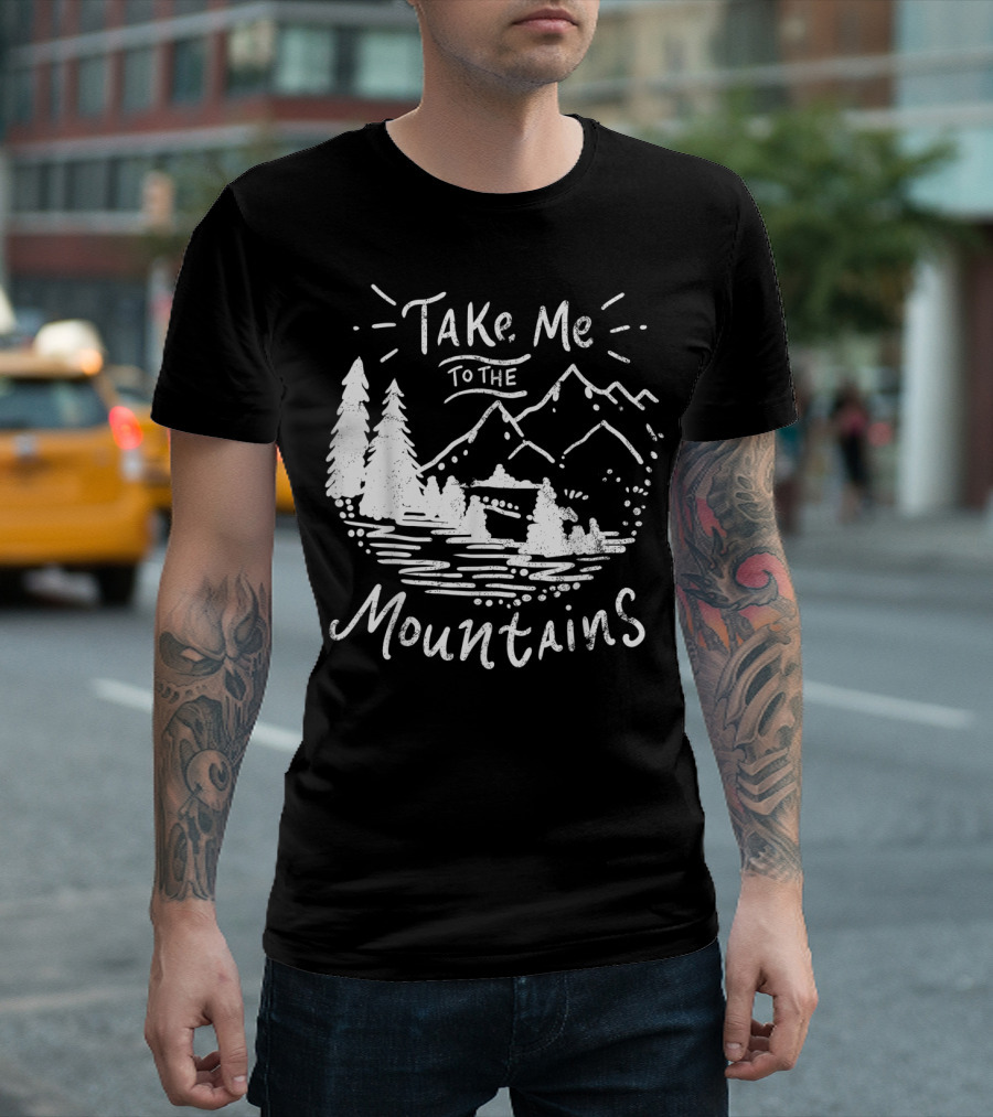 Take Me to the Mountains Vintage Scout Hiking Climbing Camping Nature T-Shirt