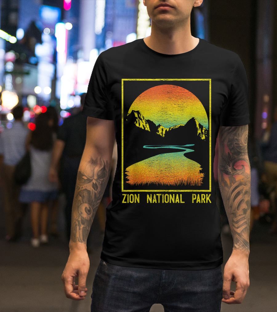 Zion National Park Vintage Scenic Sunset Utah Hiking T-Shirt