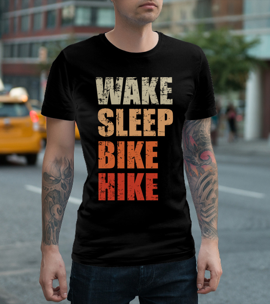 Wake Sleep Bike Hike Mountain Summer Adventure T-Shirt