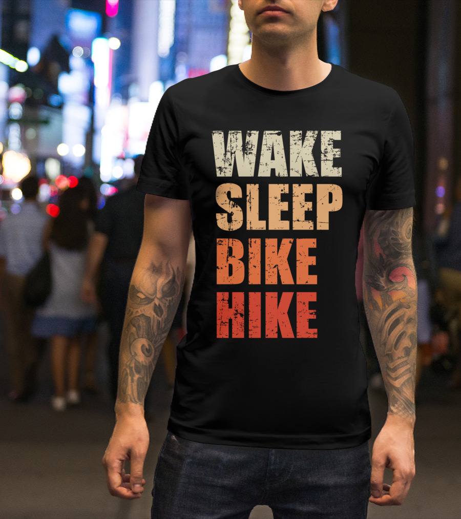 Wake Sleep Bike Hike Mountain Summer Adventure T-Shirt
