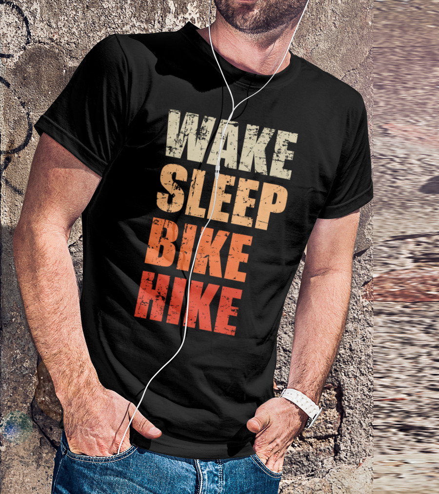 Wake Sleep Bike Hike Mountain Summer Adventure T-Shirt