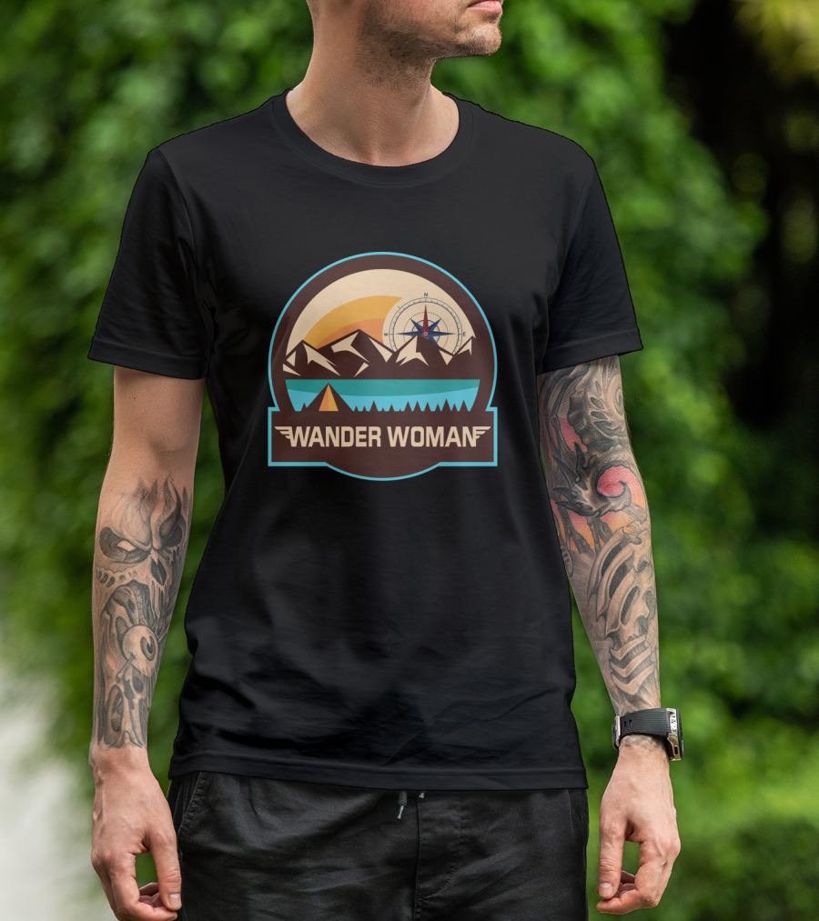 Wander Woman Mountain Compass Adventure Camping T-Shirt