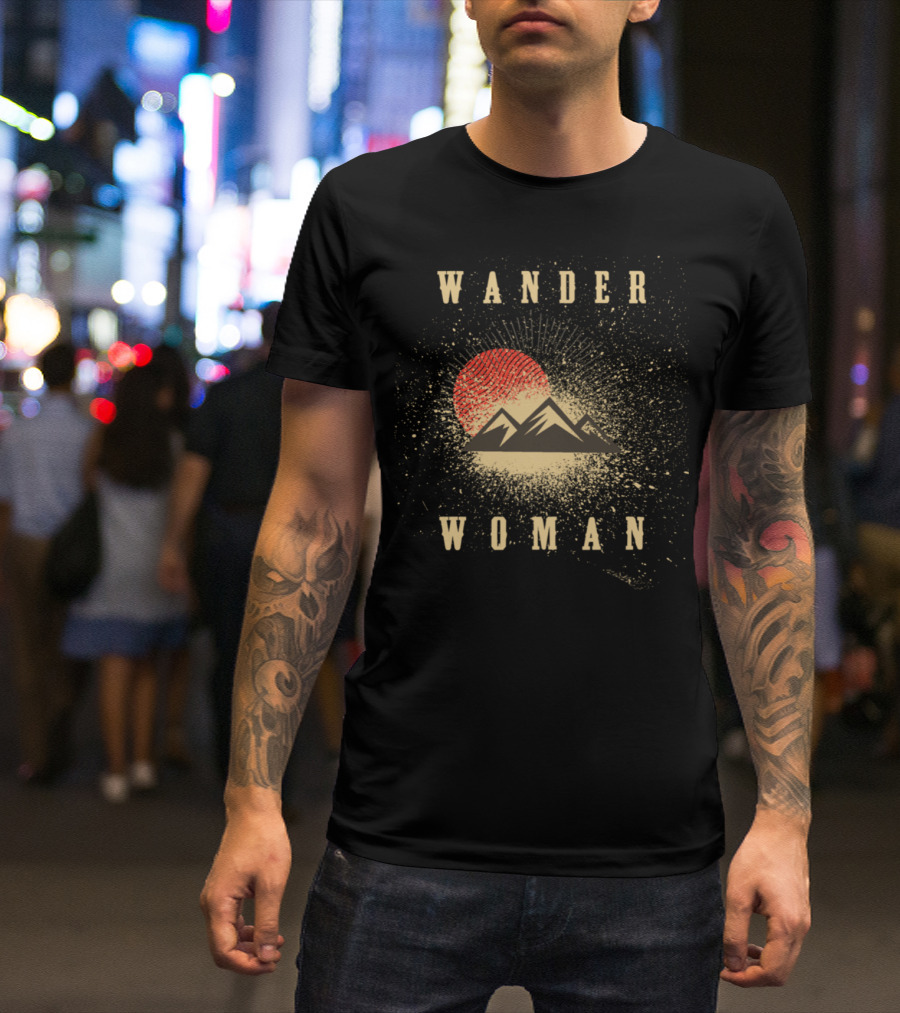 Wander Woman Trekking Mountain Sunset Adventure Wild Camping T-Shirt