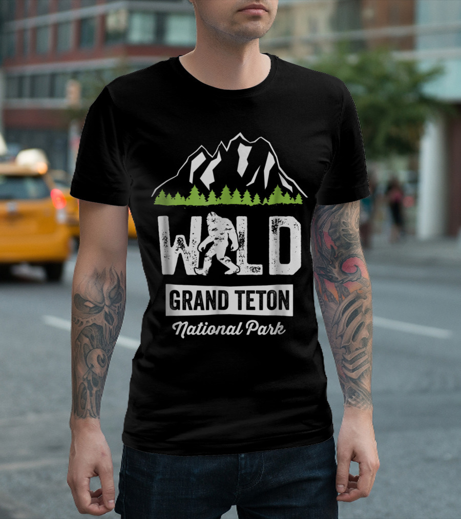 Wild Bigfoot Hiking At Grand Teton National Park T-Shirt