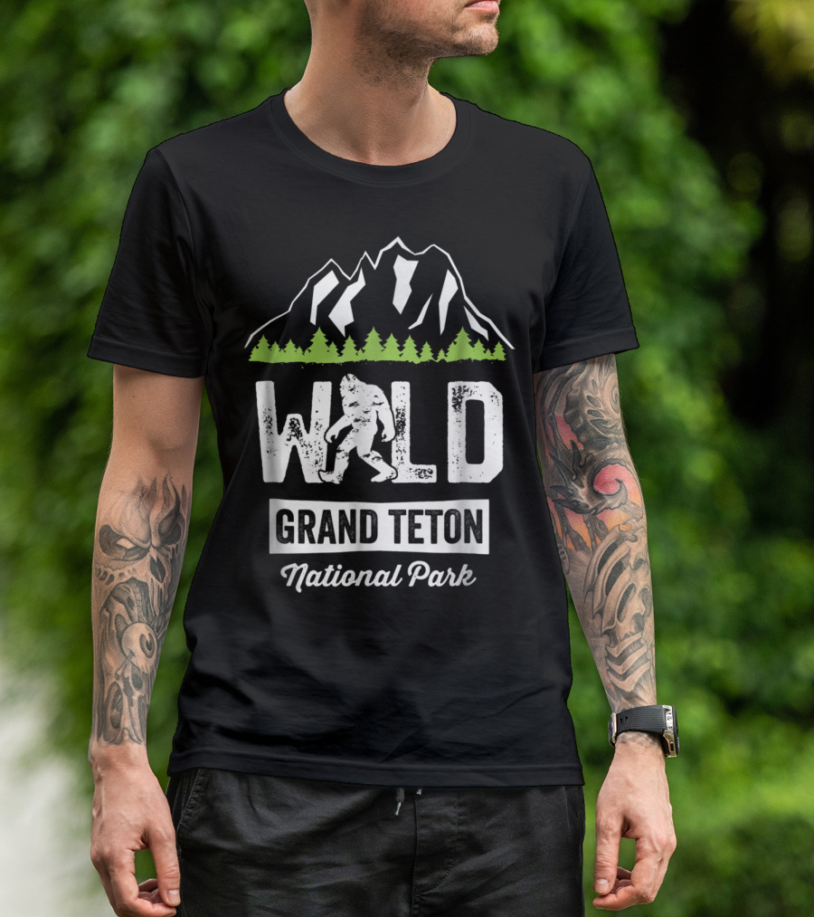 Wild Bigfoot Hiking At Grand Teton National Park T-Shirt