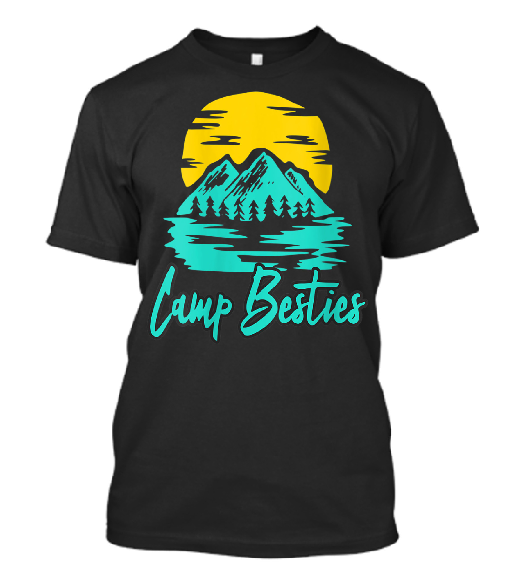 Camp Besties Summer Camping Best Mountain Sunset Adventure T-Shirt
