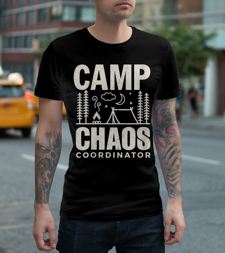 Camp Chaos Coordinator Camping Hiking Adventure Retro T-Shirt