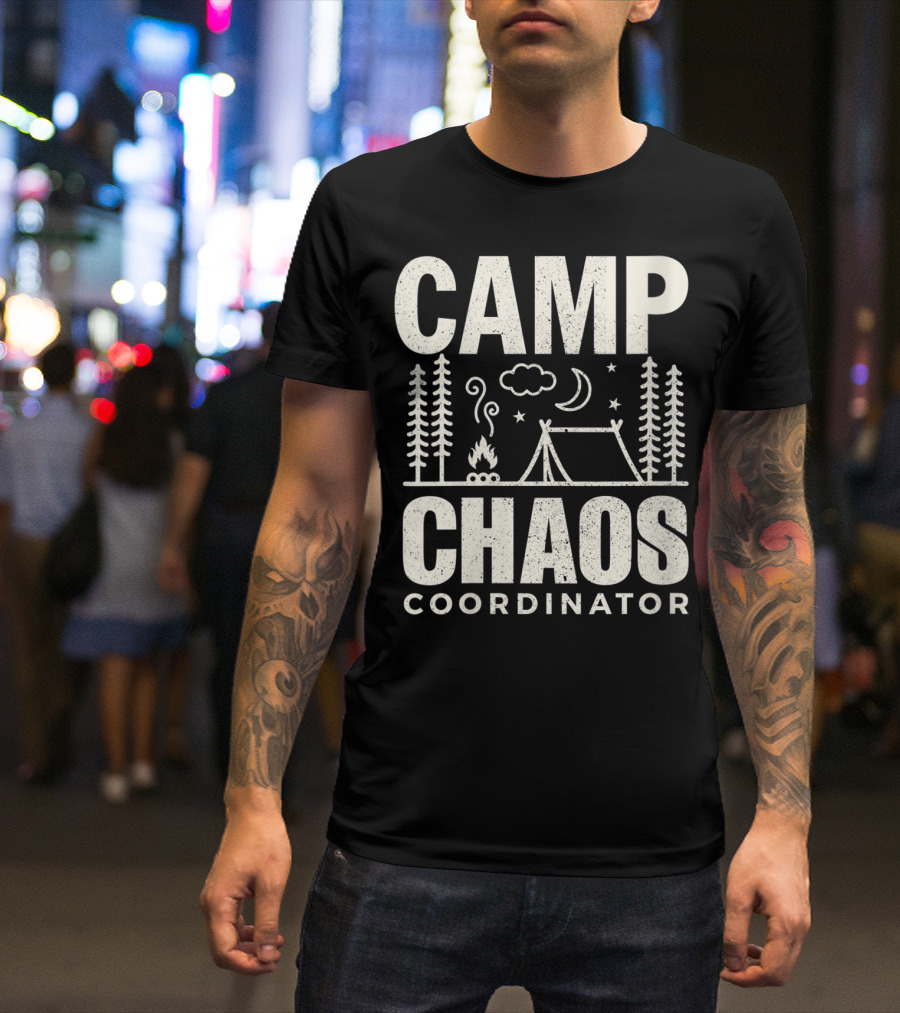 Camp Chaos Coordinator Camping Hiking Adventure Retro T-Shirt
