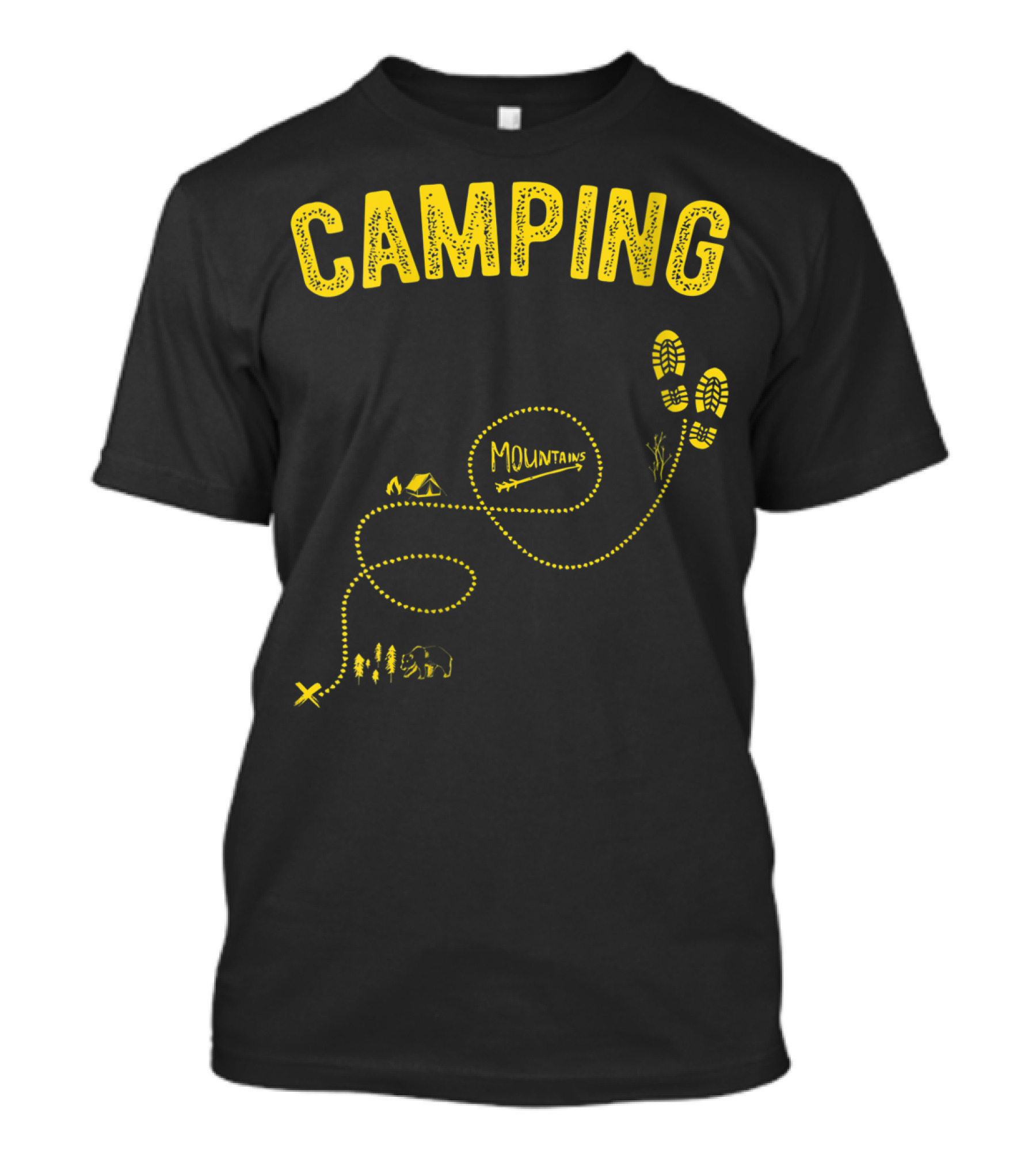 Camping Mountains Map Footsteps Trail Plan Hiker T-Shirt