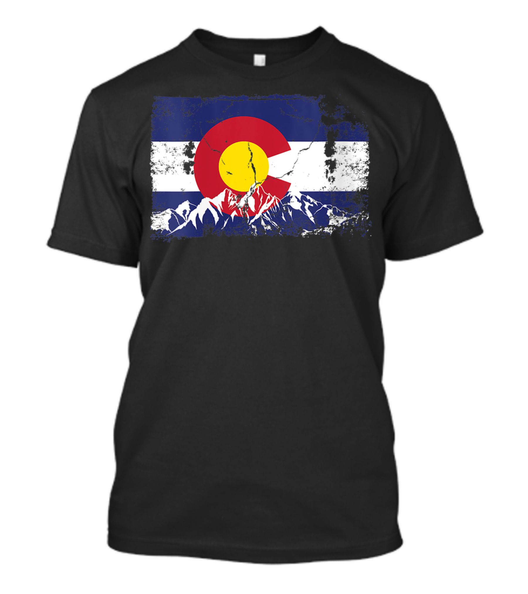 Colorado Flag With Mountains Vintage Style Hiking T-Shirt