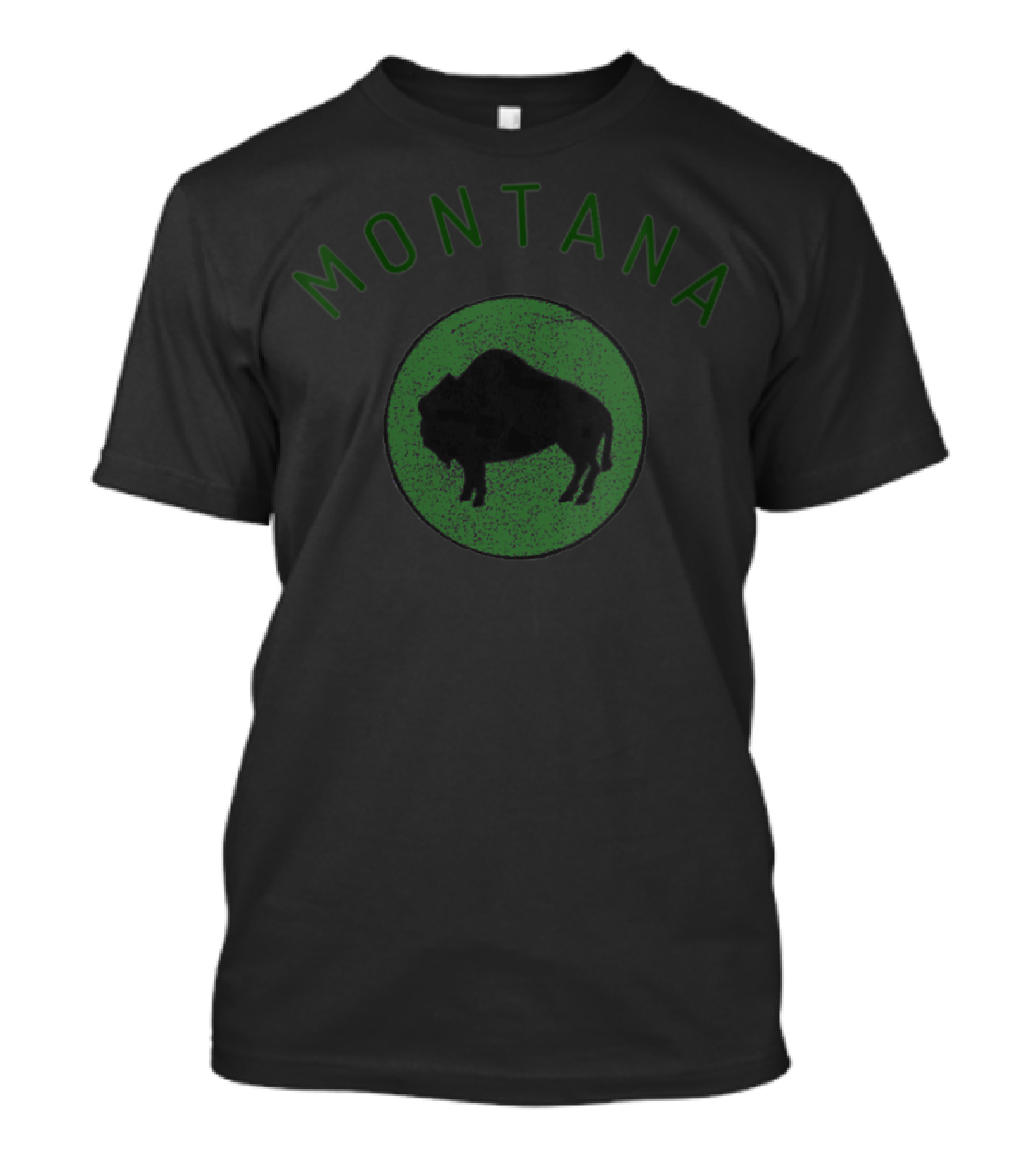 Montana Buffalo Silhouette Green Circle T-Shirt