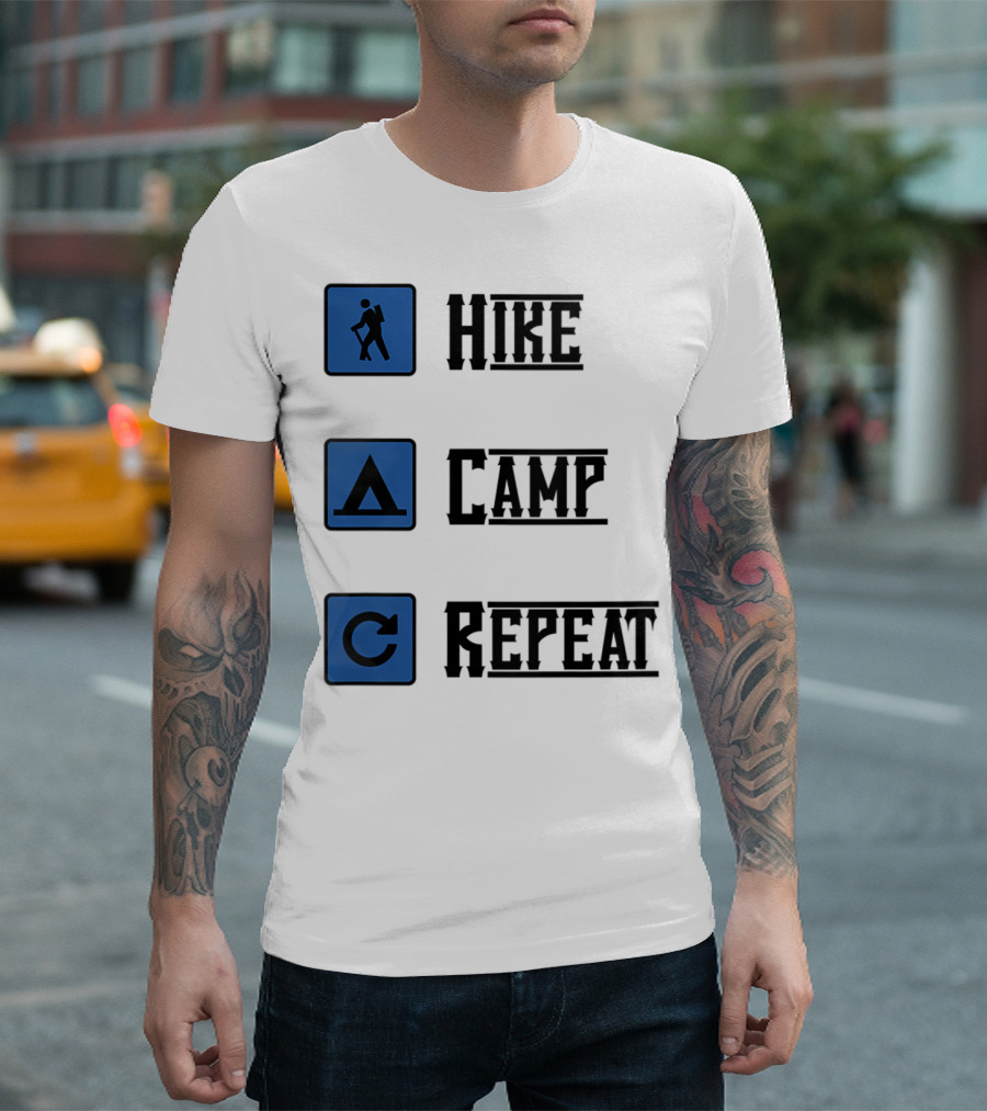 Hike Camp Repeat Trail Mountain Hiking Journey Adventure T-Shirt