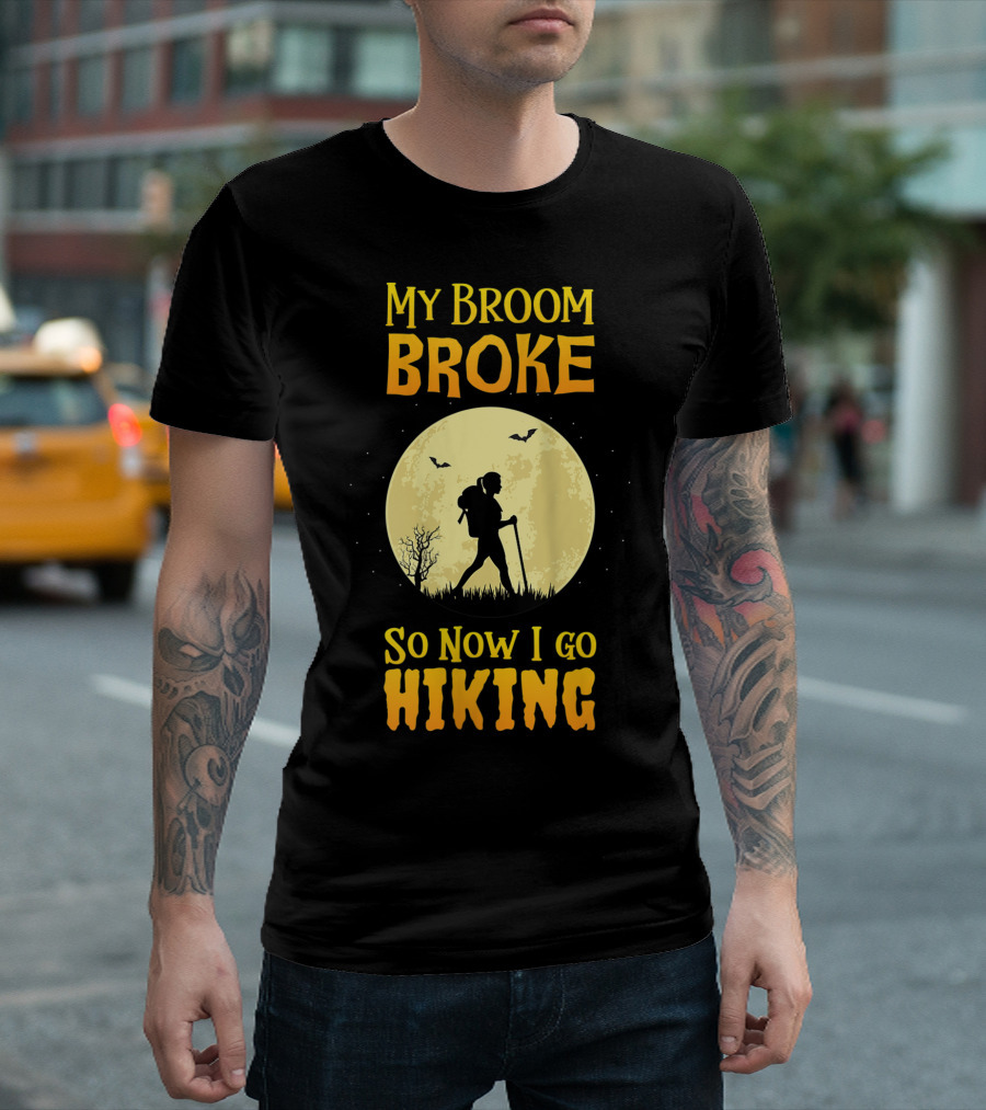 My Broom Broke Hiking Witch Moon T-Shirt