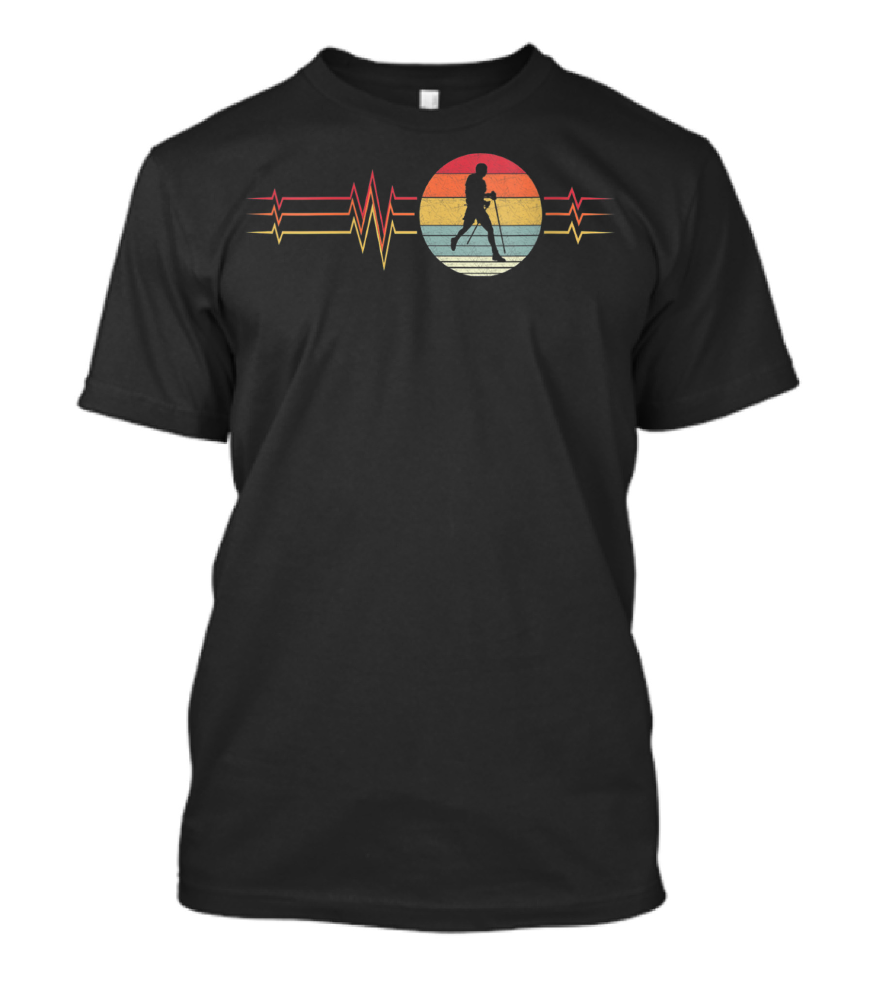 Retro Hiking Lifeline Silhouette With Heartbeat T-Shirt