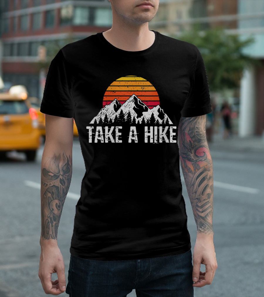 Retro Take A Hike Vintage Mountain Sunset T-Shirt