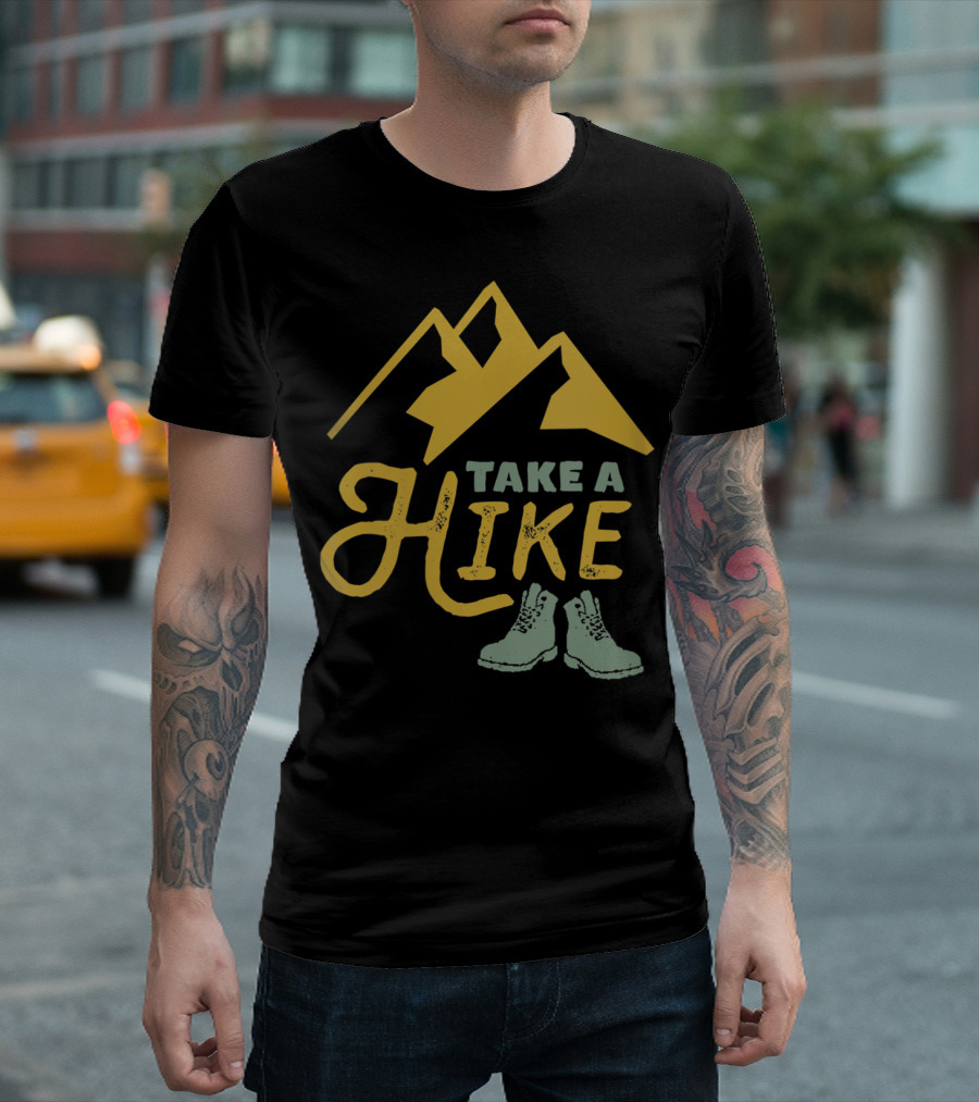 Take A Hike Funny Hiking Pun Mountains Boots T-Shirt