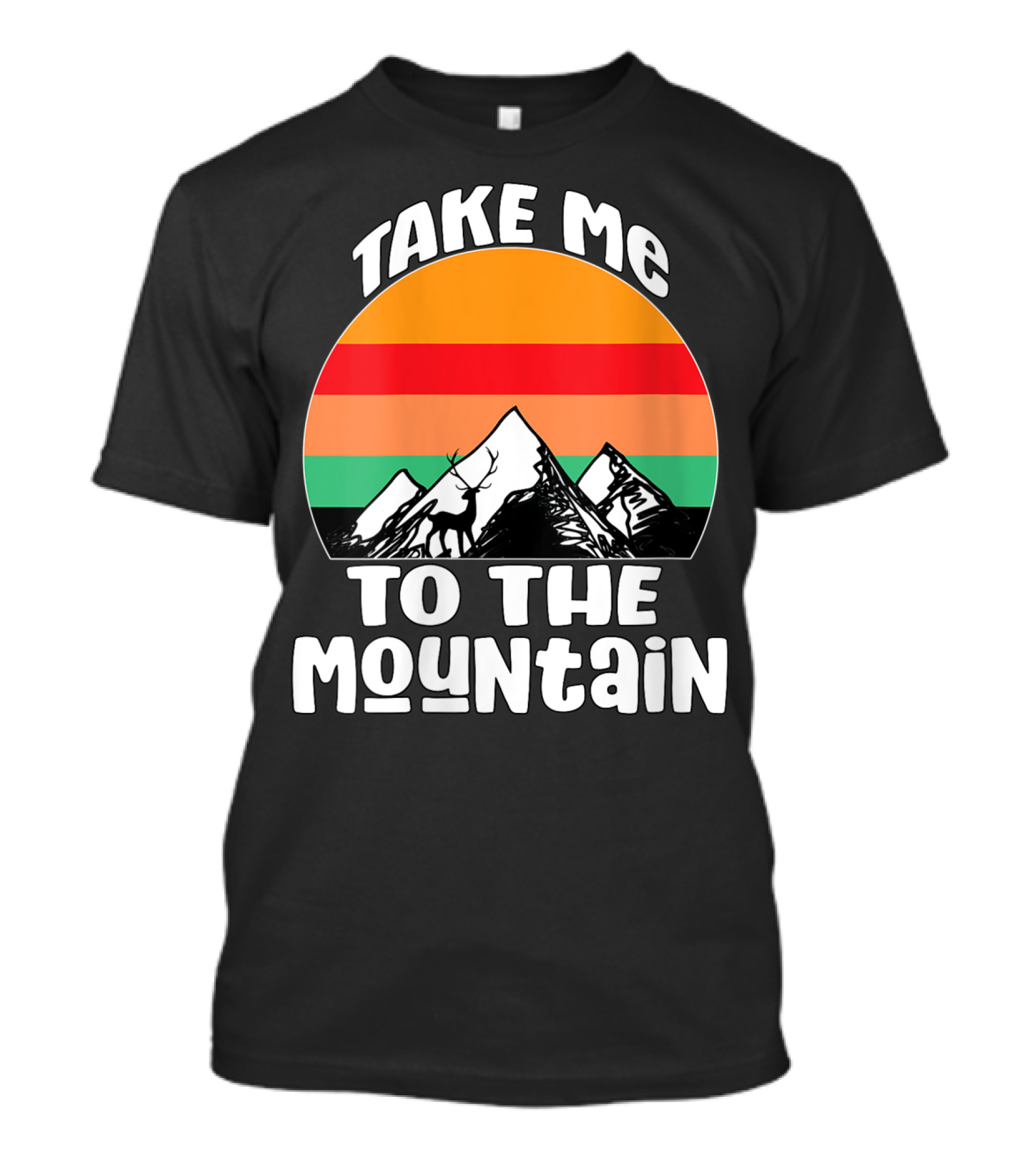 Take Me To The Mountain Retro Sunset Hiking Camping Adventure T-Shirt