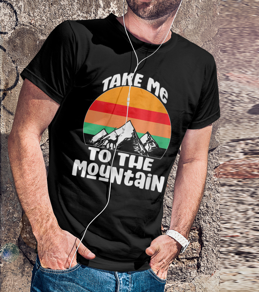 Take Me To The Mountain Retro Sunset Hiking Camping Adventure T-Shirt
