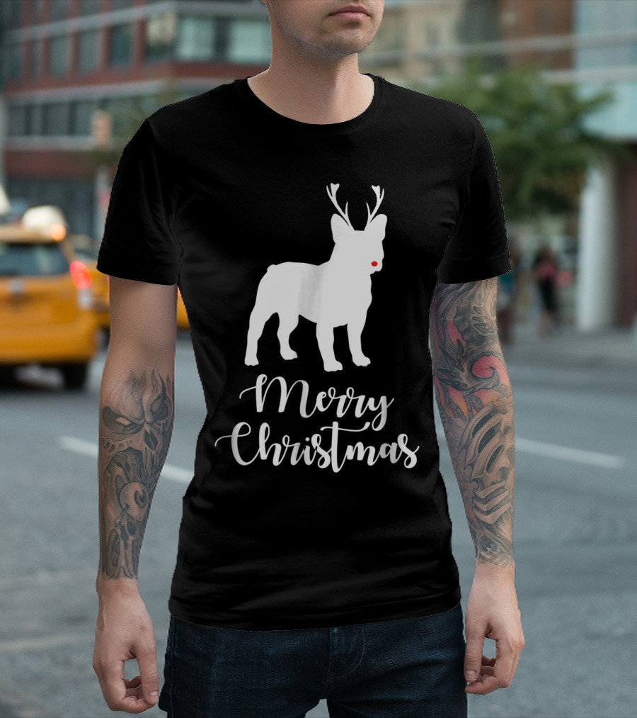 Merry Christmas French Bulldog Reindeer T-Shirt