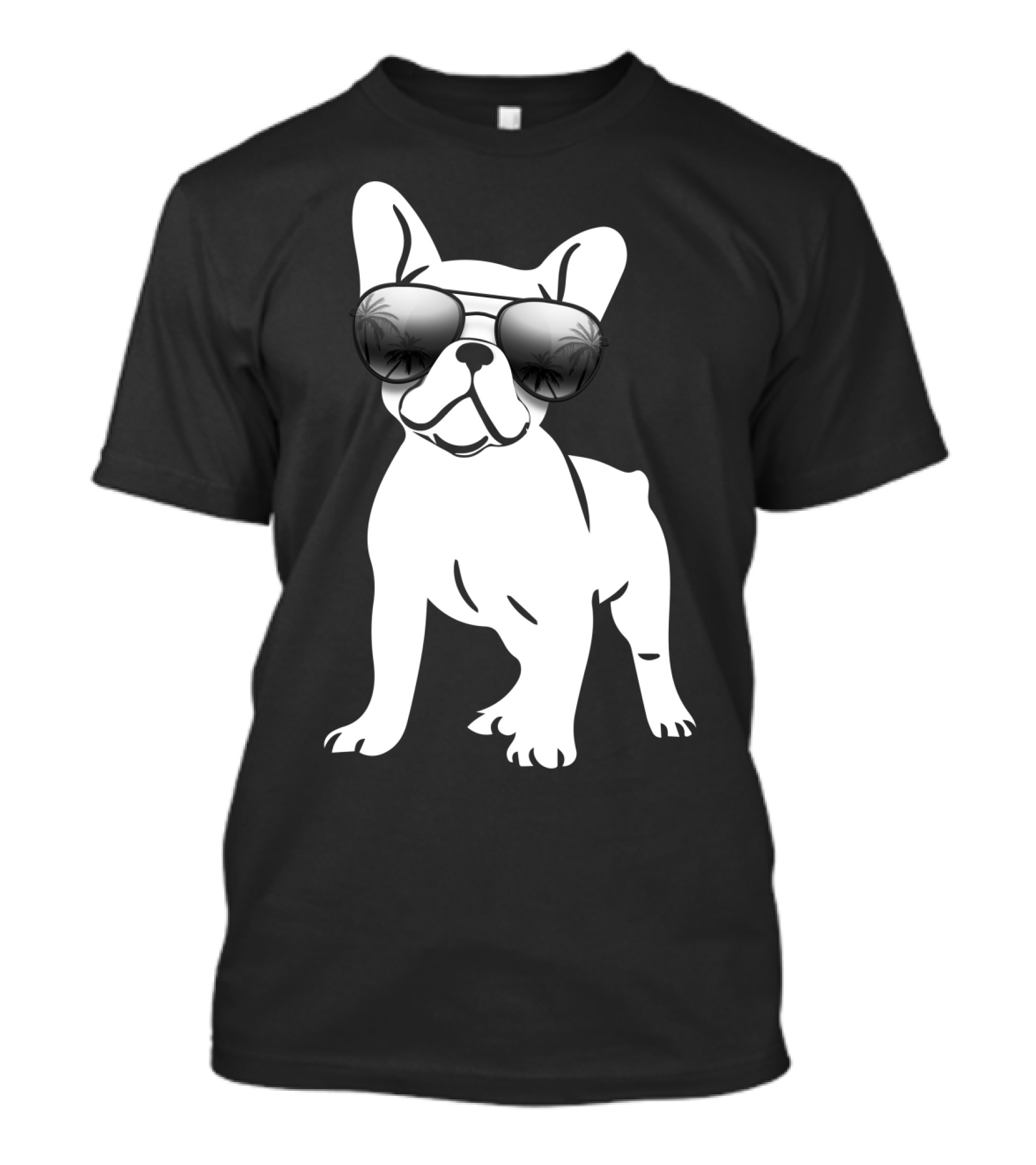 Sunglasses On French Bulldog With Palm Reflection Frenchie Dog T-Shirt