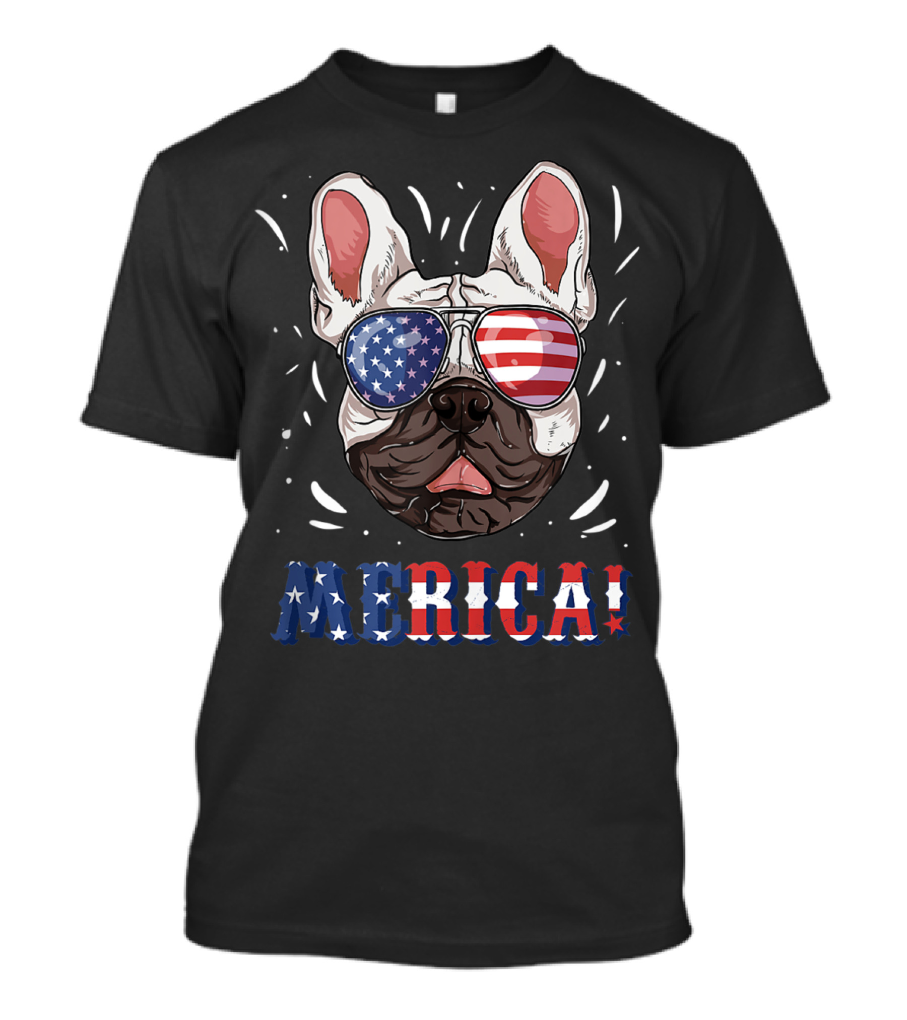 Frenchie Merica Patriotic Glasses USA T-Shirt