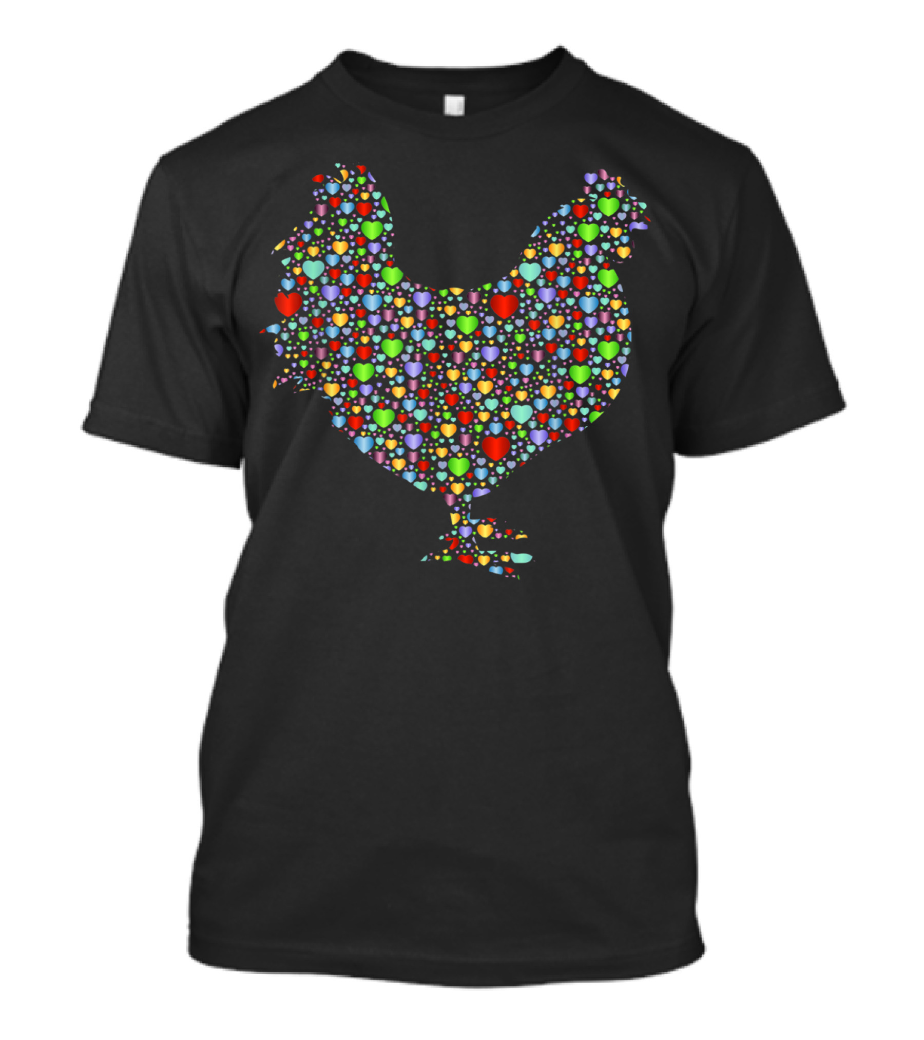 Chicken Lover Hearts Pattern Rooster Silhouette Chicken Whisperer T-Shirt