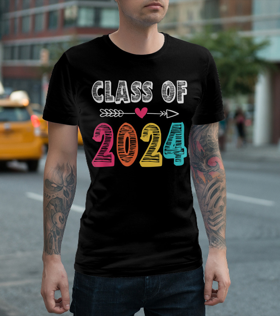 Class Of 2024 Prek Graduate Preschool Arrow Heart T-Shirt