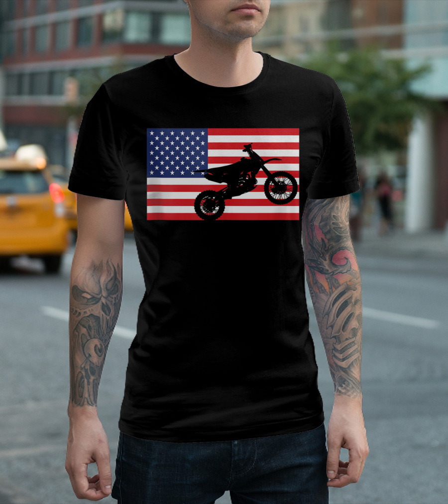 Dirt Bike Rider American Flag Enduro Bikes T-Shirt