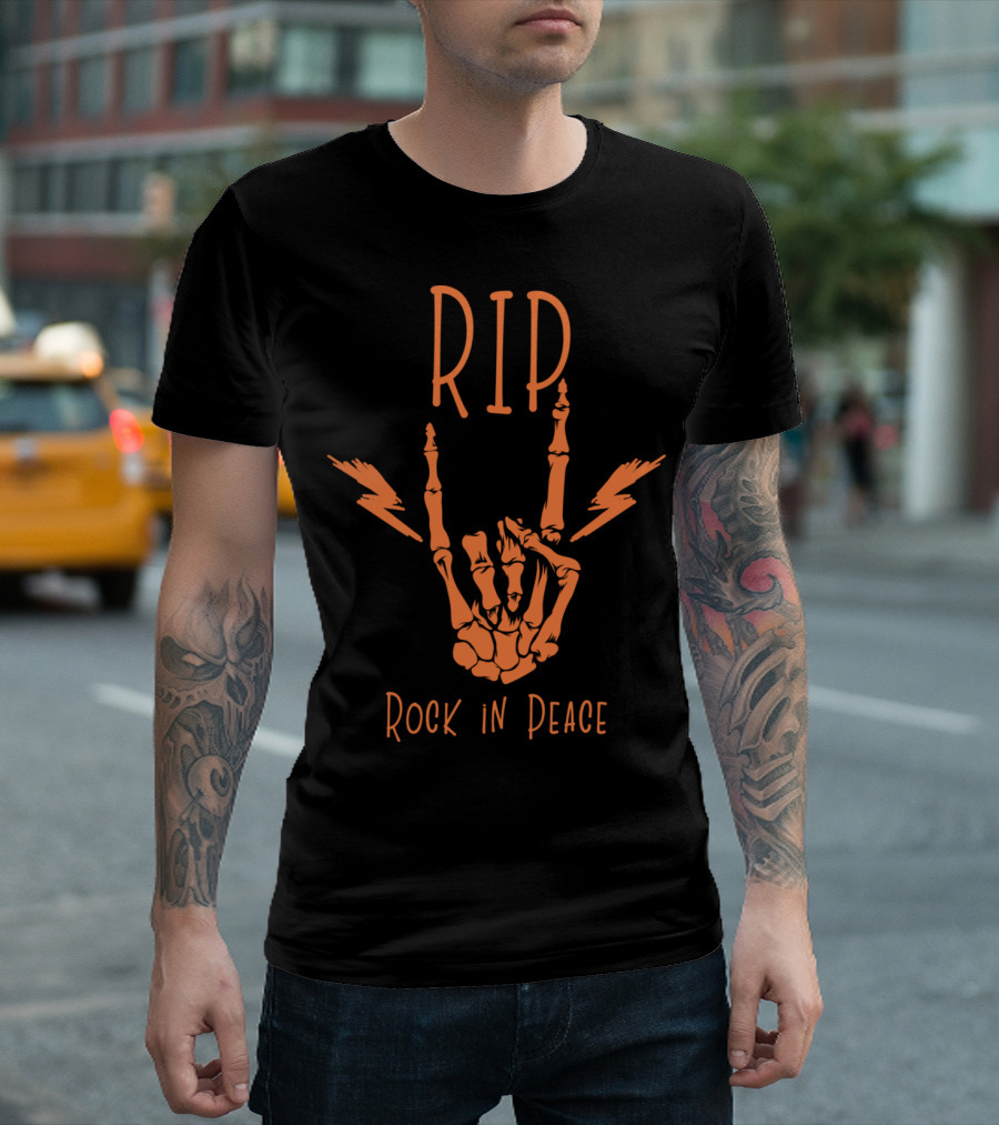 RIP Rock In Peace Skeleton Hand Gesture Music Lovers T-Shirt
