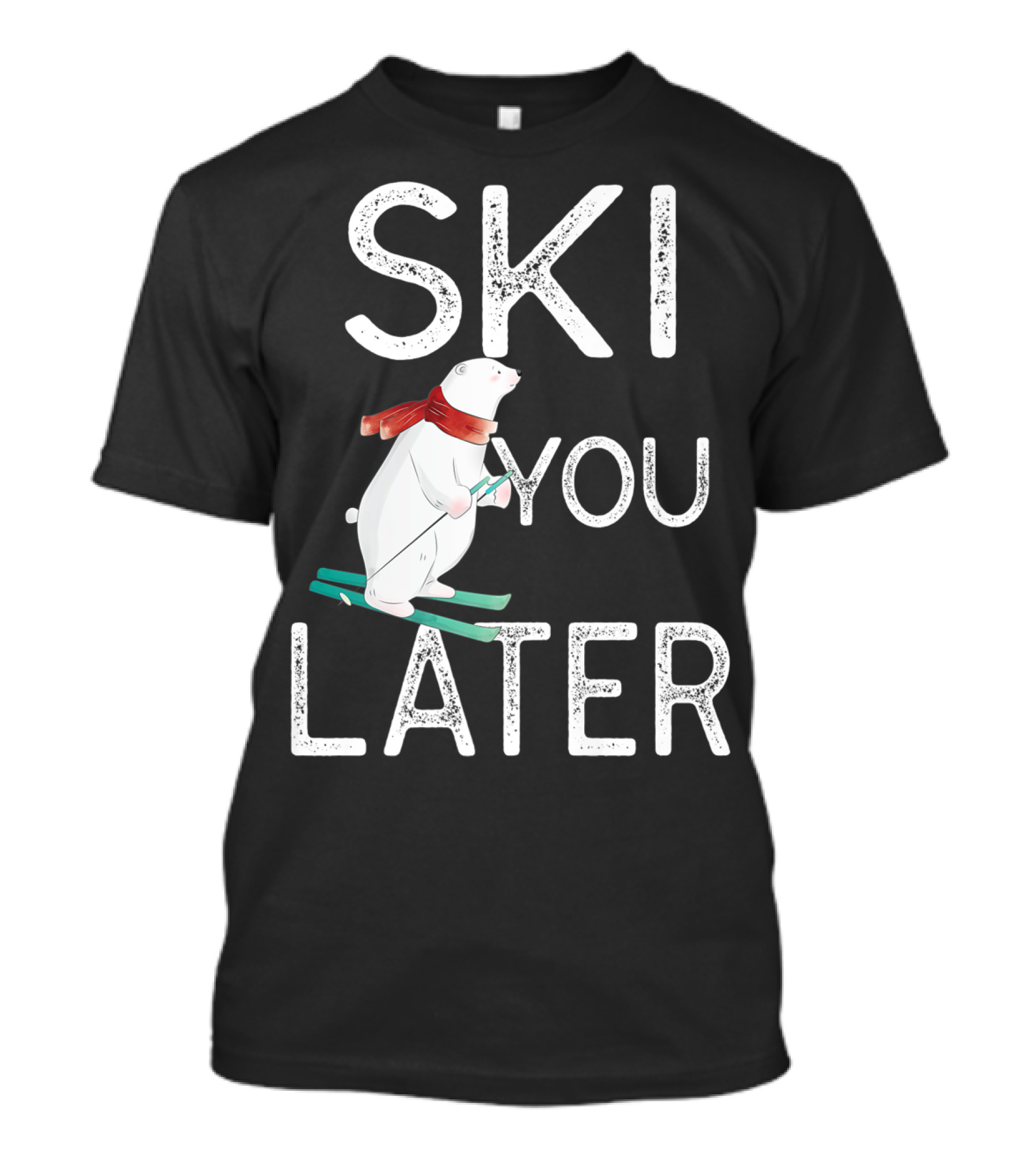Ski You Later Funny Bear Skiing Pun Mountain T-Shirt